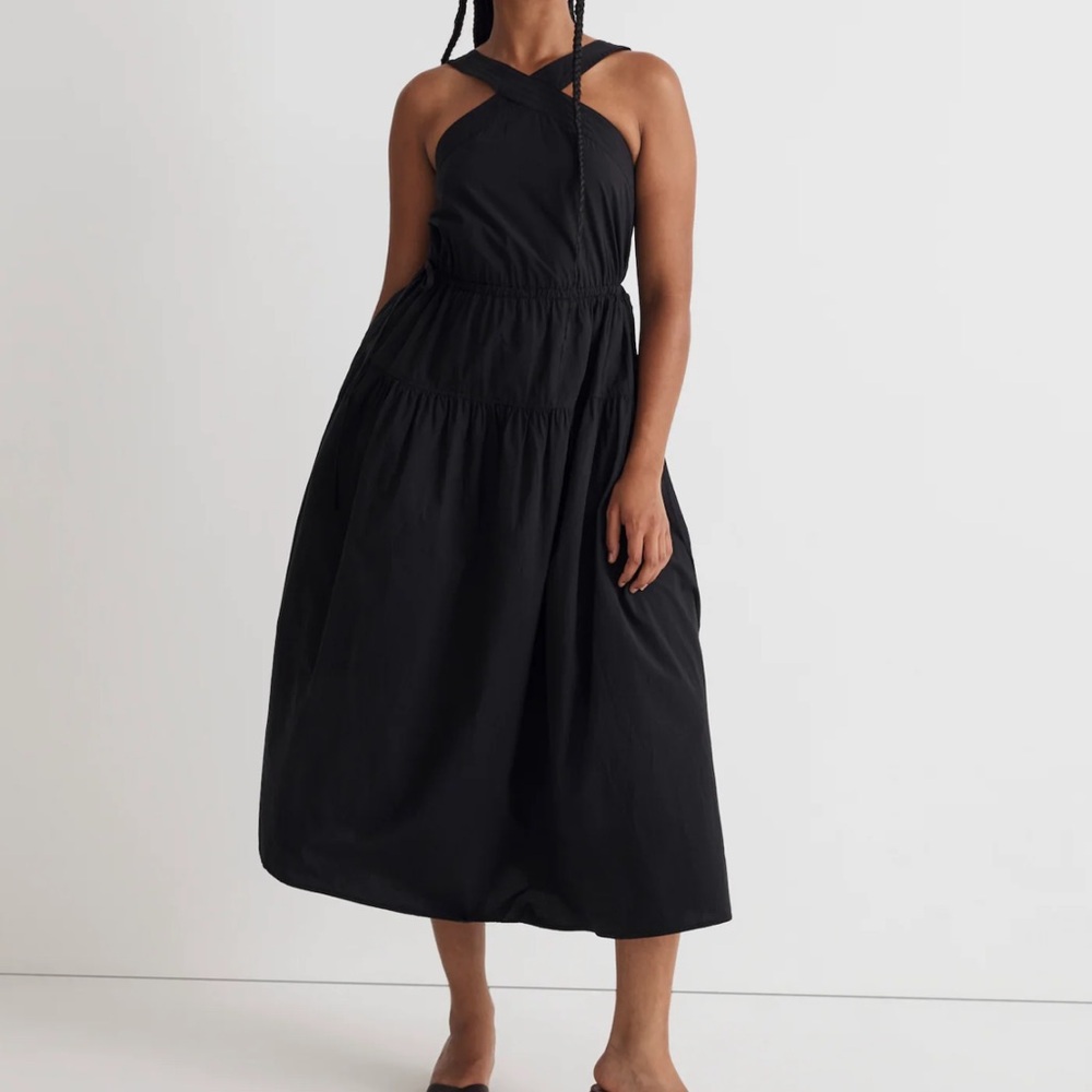 Madewell Poplin Halter Tiered Midi Dress NWT - Picture 1 of 12